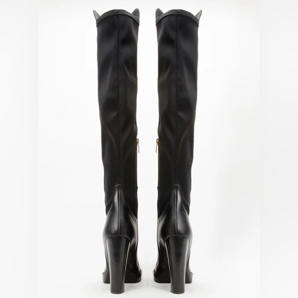 VINCI Sao Paulo Black Leather Knee High Platform Heel Boots Size 41 - Picture 5 of 10